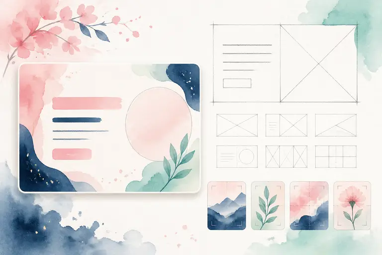 Thumbnail text & layout expansion watercolor illustration