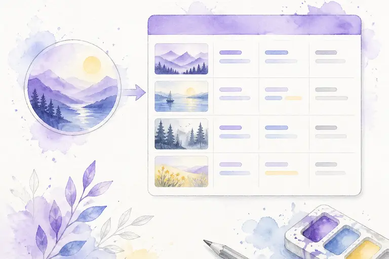 Generate prompt table from one topic watercolor illustration