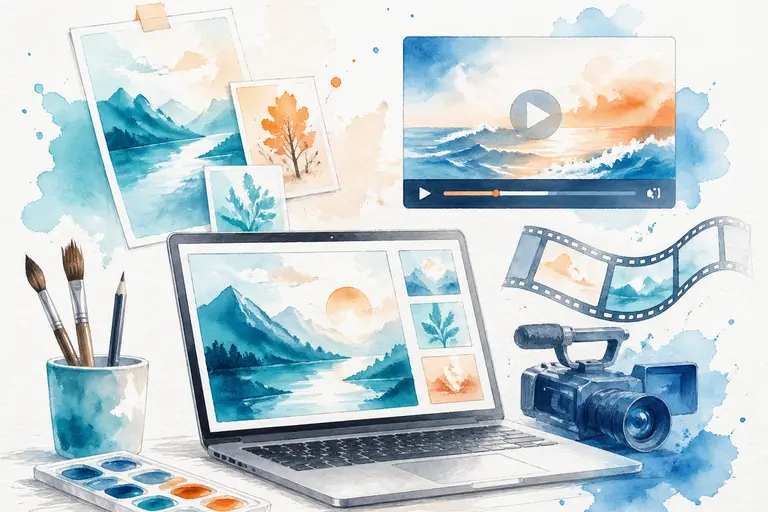 Image & Video Production watercolor illustration